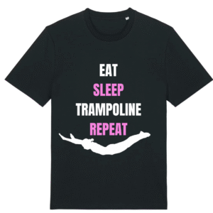 T- Särk, must. Eat, sleep, trampoline, repeat.