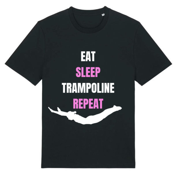 T- Särk, must. Eat, sleep, trampoline, repeat.